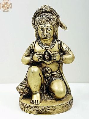8" Bhakt Hanuman Opens His Chest to Reveal an Image of Lord Rama | Handmade Brass Statue