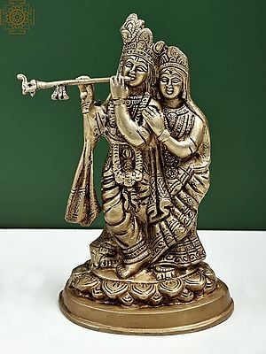 8" Inseparable Radha Krishna Statue | Handmade Brass Idols