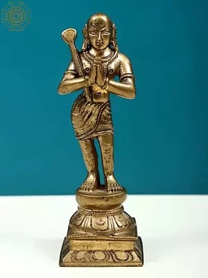 5" South Indian Saint | Handmade | Madhuchista Vidhana (Lost-Wax) | Panchaloha Bronze from Swamimalai