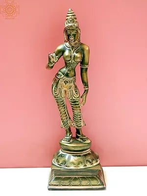 12" Devi Parvati Brass Sculpture | Handmade | Made in India
