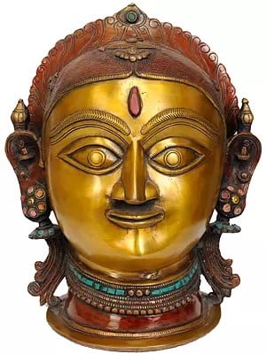 12" Goddess Parvati (Uma) Head In Brass | Handmade | Made In India