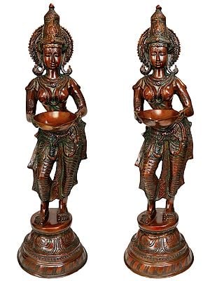 28" Deeplakshmi in Brass | Handmade | Made in India
