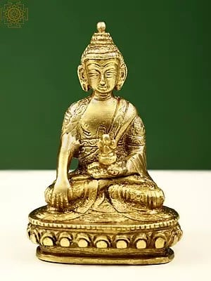 3" Brass Lord Buddha Statue in Bhumisparsha Mudra | Handmade | Made in India