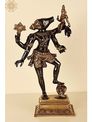17" Varaha Avatara of Vishnu with Bhudevi (Boar Incarnation of Lord Vishnu) In Brass | Handmade | Made In India
