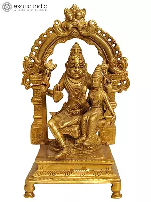 8" Lord Narasimha with Goddess Lakshmi in Brass | Handmade | Made In India