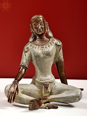 5" Brass Goddess Green Tara Statue (Tibetan Buddhist Deity) | Handmade | Made in India