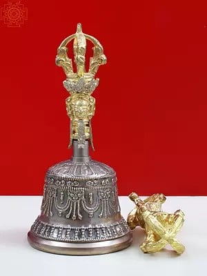 Tibetan Buddhist Bell Dorje Brass with Bronze