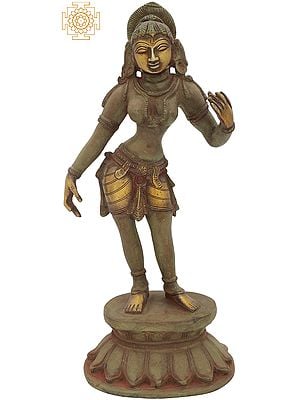 11" Standing Apsara In Brass | Handmade | Made In India