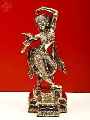 15" A Young Lady Applying Vermilion (A Sculpture Inspired by Khajuraho) In Brass | Handmade | Made In India