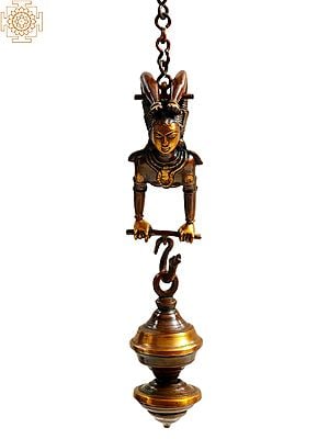 15" Female Acrobat Oil Lamp in Brass | Handmade | Made in India