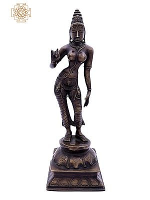11" Goddess Parvati in Brass | Handmade | Made In India
