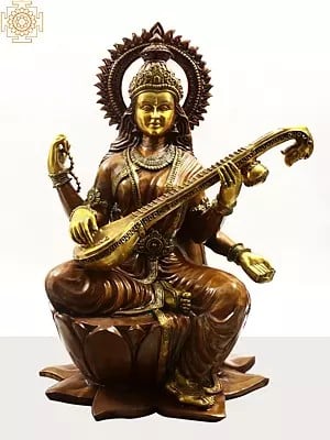 52" Brahmapriya Devi Sarasvati In Brass | Handmade