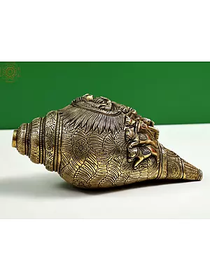 4" Surya Bhagawan Conch -Wall Hanging In Brass | Handmade | Made In India