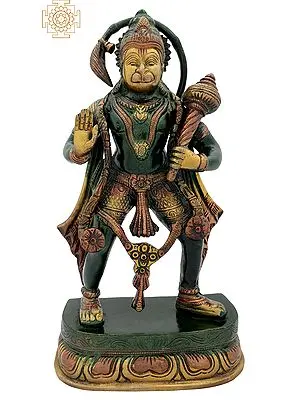 11" Lord Hanuman Blessing His Devotees In Brass | Handmade | Made In India