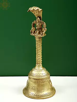 11" Garuda And Serpent Handmade Handheld Bell In Brass | Handmade | Made In India