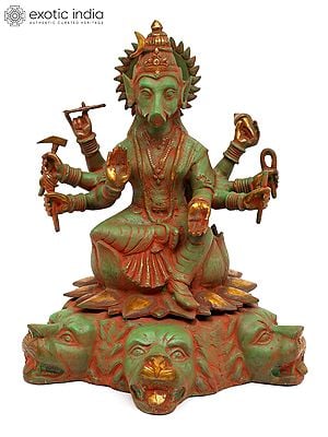 20" Goddess of Darkness - Devi Varahi in Brass | Handmade | Made In India