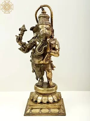 18" Ganesha-Hanuman Composite Deity | Handmade | Madhuchista Vidhana (Lost-Wax) | Panchaloha Bronze from Swamimalai