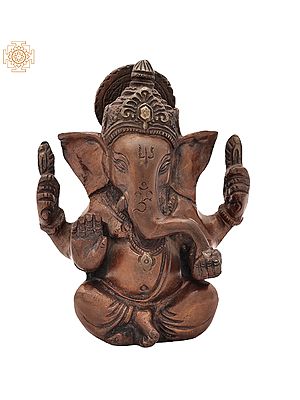 4" Ganesha Sculpture in Brass | Handmade | Made In India