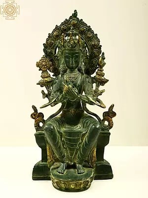 12" Tibetan Buddhist Deity Maitreya - The Future Buddha | Handmade Brass Statue