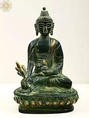 5" Tibetan Buddhist Deity Medicine Buddha in Brass | Handmade | Made in India