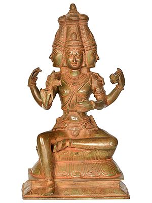 16" Lord Brahma Brass Sculpture | Handmade