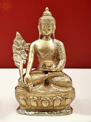 7" Medicine Buddha Sculpture | Handmade Tibetan Buddhist Brass Statue | Made in India