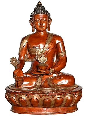 45" Large Size Tibetan Buddhist Medicine Buddha Brass Statue | Handmade | Made in India