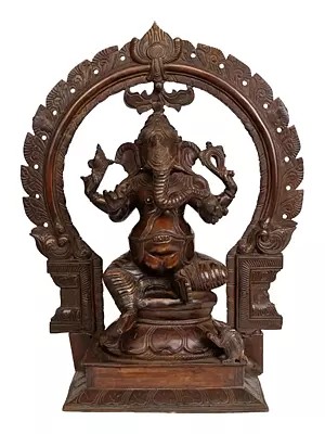18" Four-Armed Ekadanta Ganesha In Brass