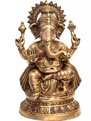 35" Large Size Ganesha Brass Statue | Handmade | Made In India
