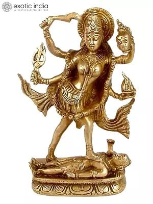 9" Goddess Kali Brass Statue | Handmade Spiritual Home Decor