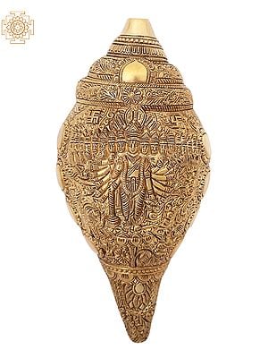 9" Vishvarupa Vishnu Conch, A Wall-hanging In Brass | Handmade | Made In India