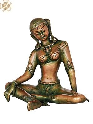 8" Tibetan Buddhist Deity Green Tara Brass Sculpture | Handmade | Made in India