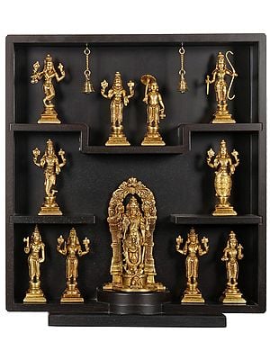 23" Lord Vishnu and His Ten Incarnations In Brass | Handmade | Made In India