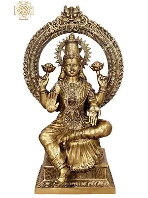 53" Super Large Size Goddess Lakshmi on Lotus In Brass | Handmade | Made In India