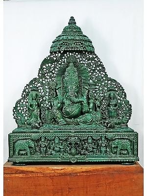 52" Large Jade Lord Ganesh With Arch