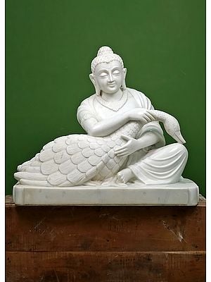 Siddhartha Gautama: Buddha as a Young Prince, White Marble Statue