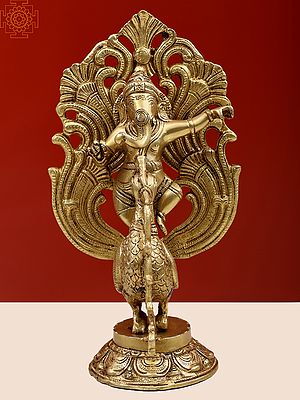 11" Brass Dancing Ganesha On Peacock