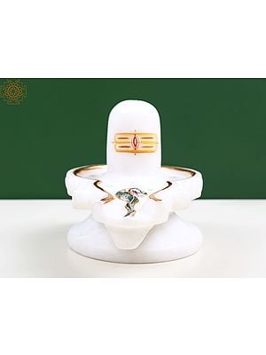 8" White Marble Shiva Linga