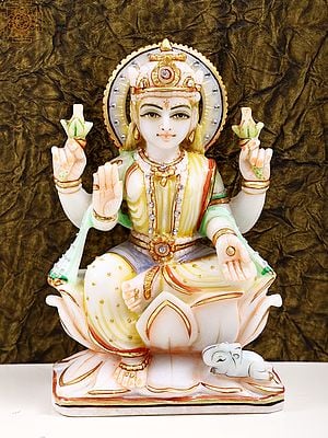 9" White Marble Devi Lakshmi