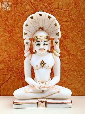 9" White Marble Jain Bhagawan Shri Mahavir Swami | Handmade