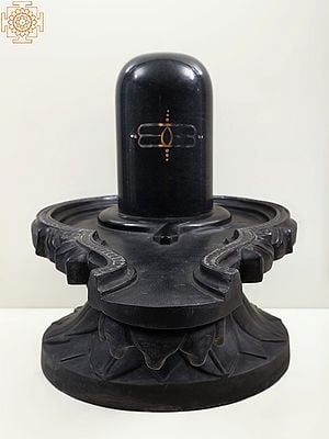24" Black Marble Shiva Linga | Handmade