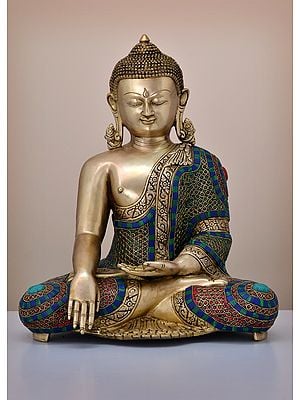 20" Brass Gautam Buddha Preaching His Dharma | Handmade