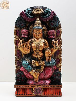 18" Wooden Goddess Lakshmi
