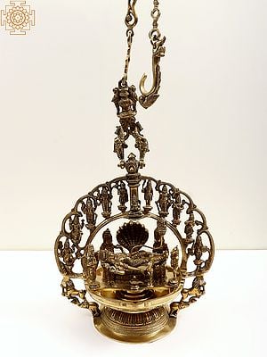 13" Shesha-Shayi Hanging Lamp with Dasavatharam of Vishnu