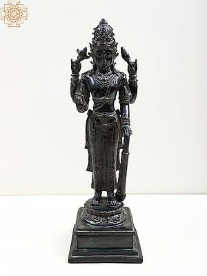 18" Brass Lord Vishnu Standing on Pedestal