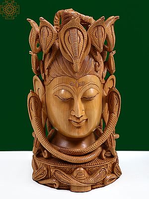 11" Lord Shiva Head in Wooden