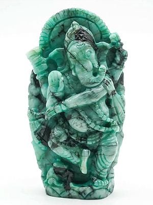 4" Small Emerald Dancing Ganesha