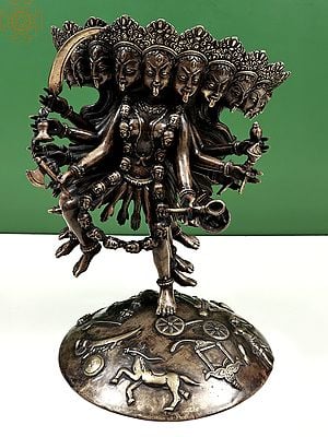 11" The Unusual Mahakali With Ten Heads, Ten Arms, And Ten Legs (Made In Nepal) | Handmade