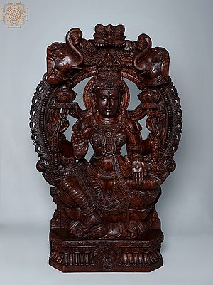 46" Large Wooden Goddess Lakshmi