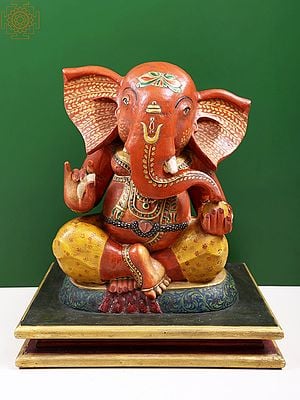 15" Wooden Ekdanta Ganesha